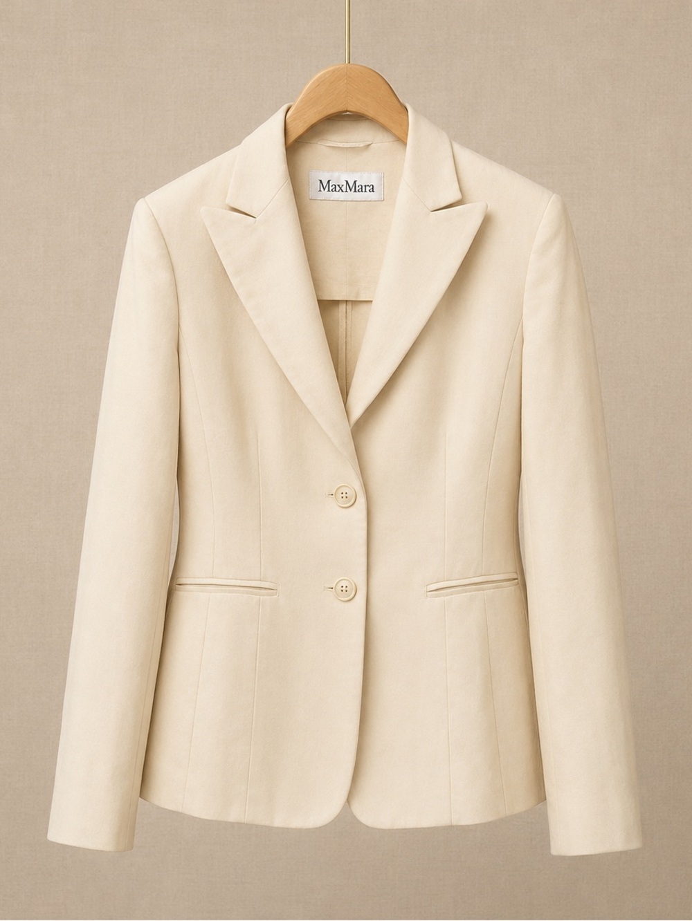 MAXMARA Italy Linen Cotton Ivory Blazer Jacket Tailored EU 42 US 10